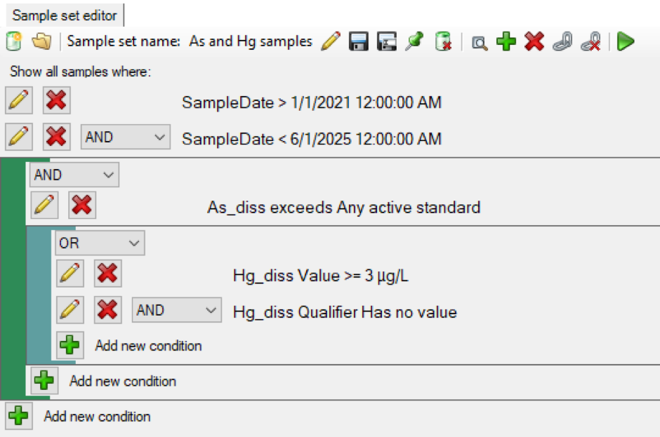 AquaChem 14.0 — Sample Set Editor